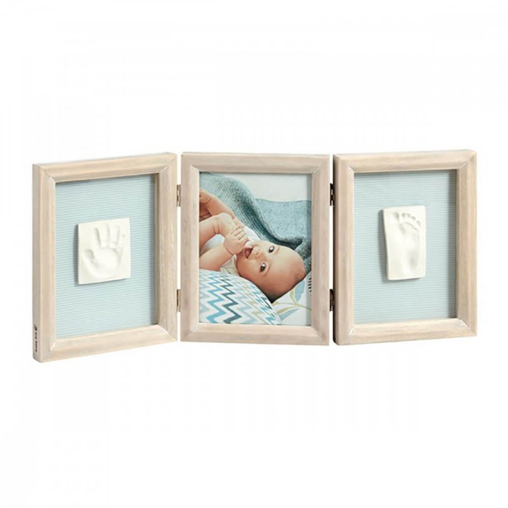 Cadre Photo 3 Volets Avec 2 Empreintes My Baby Touch Bois Ceruse De Baby Art Sur Allobebe