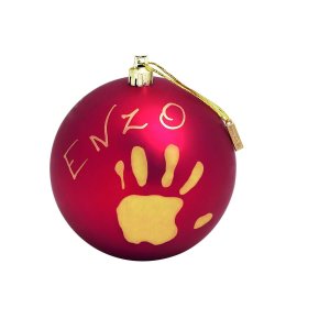 Boule de noel baby art rouge