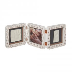 Cadre photo 3 volets avec empreintes blanc bronze cooper éditon