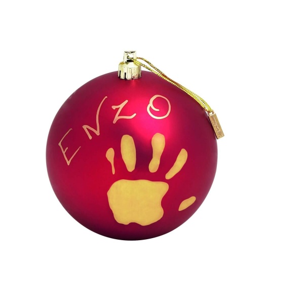 Boule de noel baby art rouge