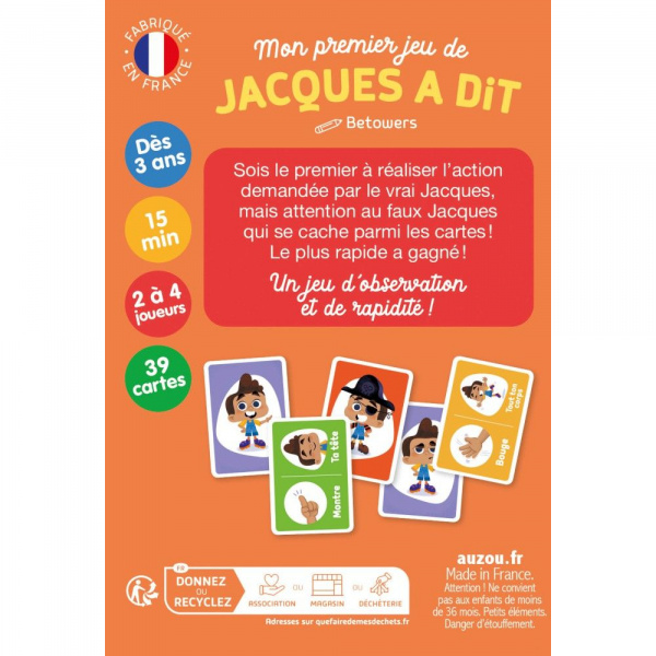 Jeu de cartes - jacques a dit Auzou