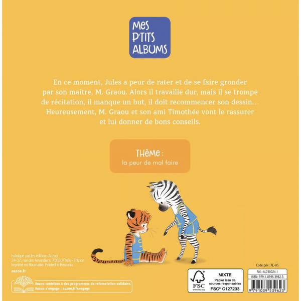 Livre enfant collection jules - a peur de rater Auzou