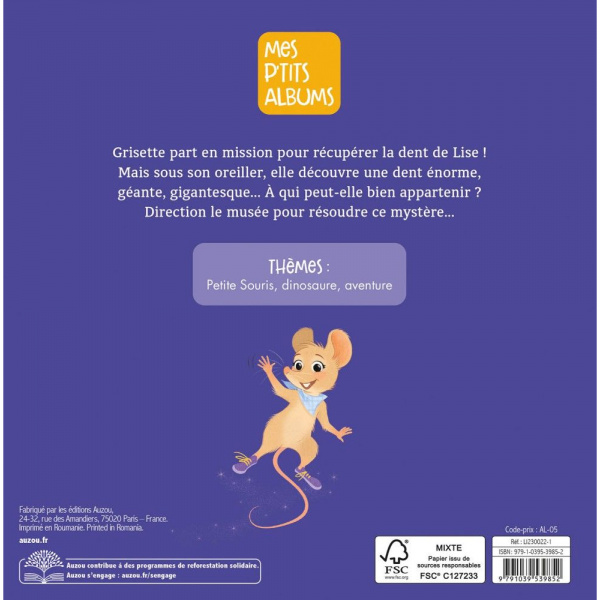 Livre enfant collection grisette - la dent du dinosaure Auzou