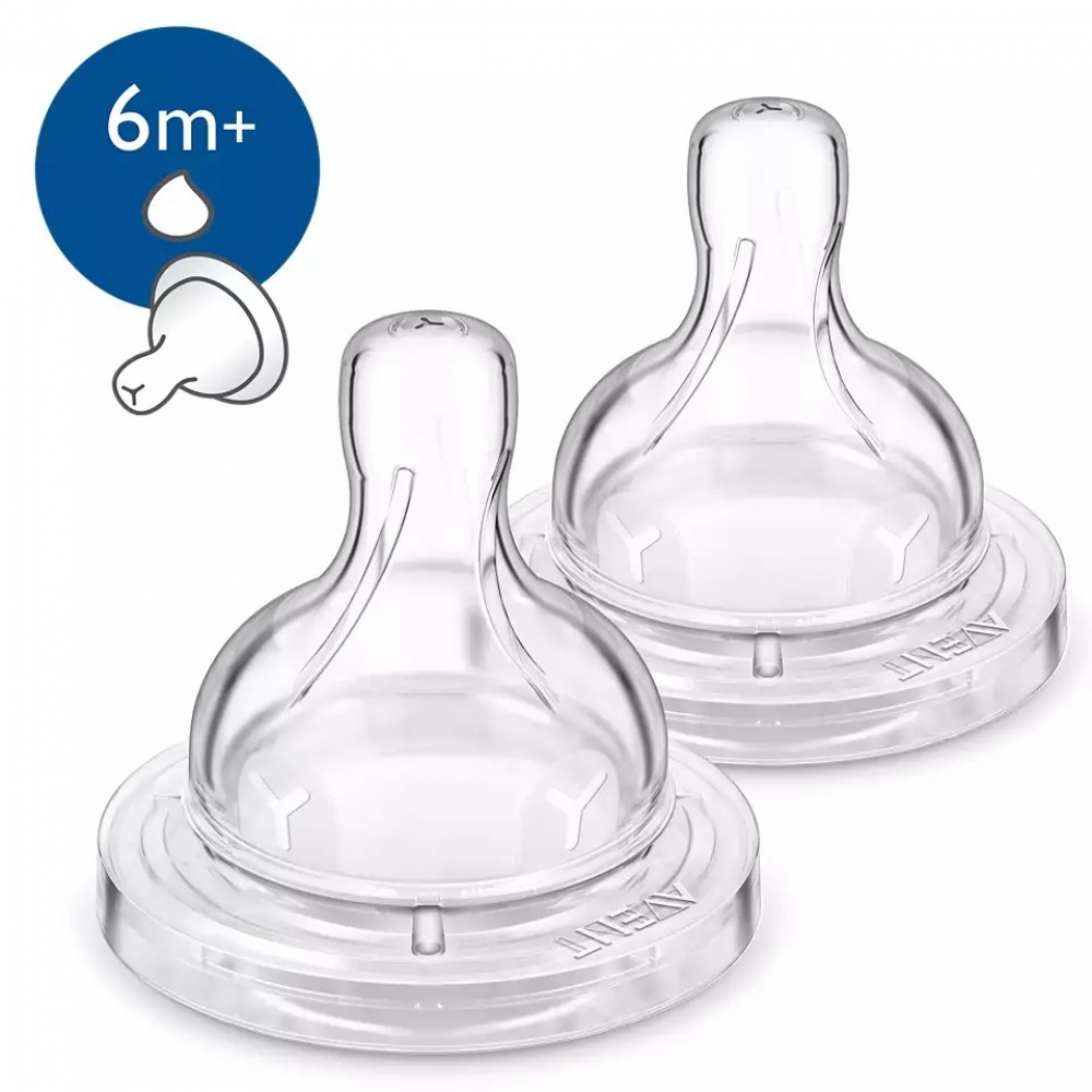 Lot de 2 tétines Classic 6 mois+ (débit variable) Philips AVENT