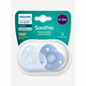 Les imparfaits - lot de 2 sucettes bleu 0/6 mois - soothie coeur Avent-philips