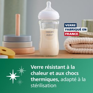 Coffret 5 biberons verre nouveau-ne natural response scd879/11 Avent-philips