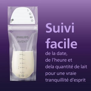 Lot de 50 sachets de conservation lait maternel 180ml Avent-philips