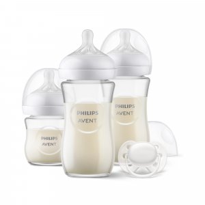 Coffret de 3 biberons natural response verre scd878/11 + 1 sucette Avent-philips