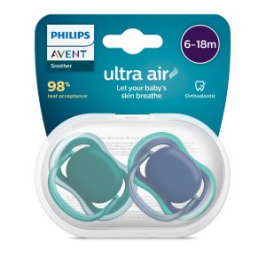 Lot de 2 sucettes ultra air 6/18 mois coloris mixtes scf085/40 Avent-philips