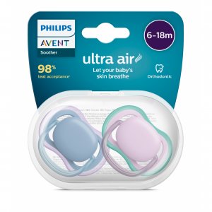 Lot de 2 sucettes ultra air 6/18 mois coloris mixtes scf085/40 Avent-philips