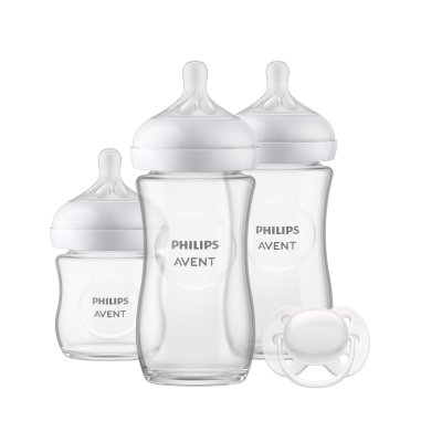 AVENT-PHILIPS Coffret de 3 biberons natural verre scd878/11 + 1 sucette