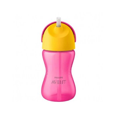 Tasse paille 300 ml rose et jaune