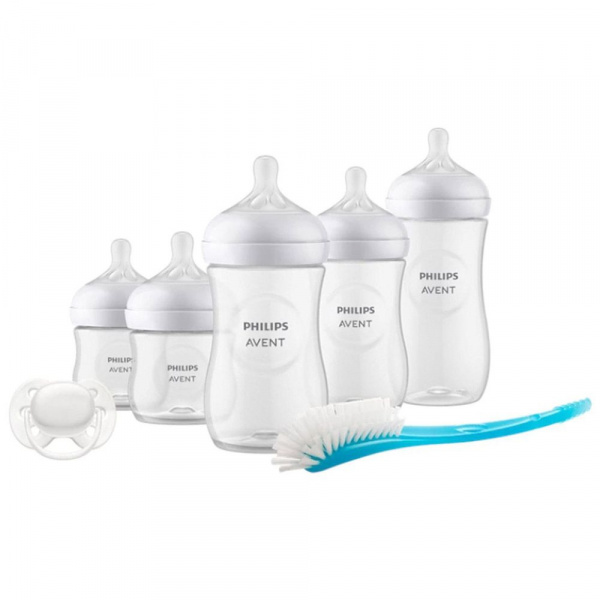 Coffrets de 5 biberons pp natural response, 1 sucette ultra-douce 0-6 mois et 1 goupillon (2 biberons 125 ml+2 biberons 260 ml +1 biberon 330 ml) scd8 Avent-philips