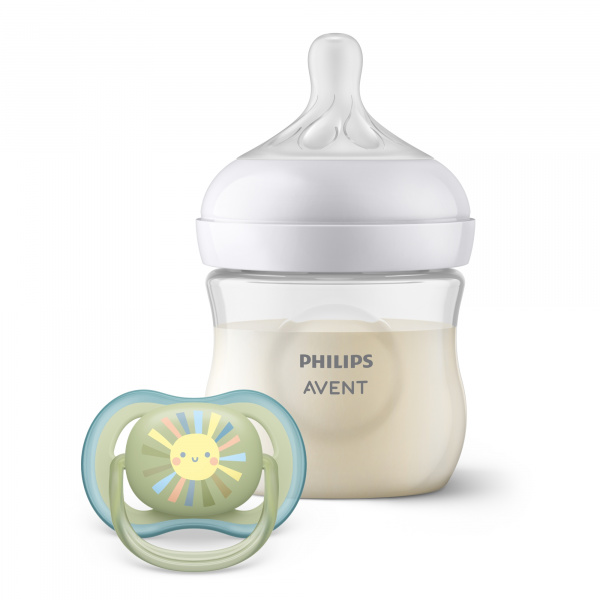 Lot de 1 biberon natural response 125 ml + 1 sucette ultra air Avent-philips