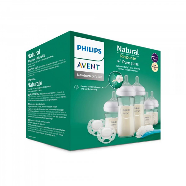 Coffret 5 biberons verre nouveau-ne natural response scd879/11 Avent-philips