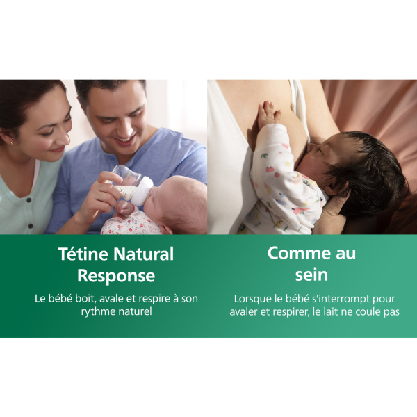 Coffret 5 biberons verre nouveau-ne natural response scd879/11 Avent-philips