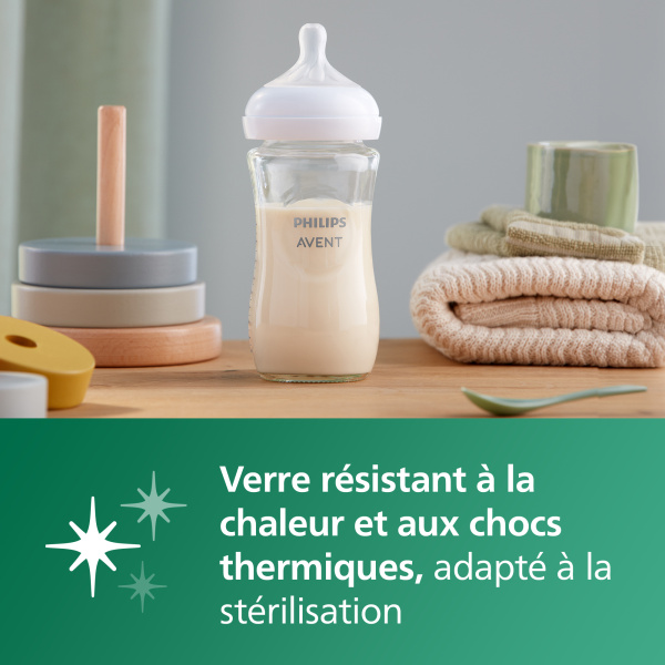 Coffret 5 biberons verre nouveau-ne natural response scd879/11 Avent-philips