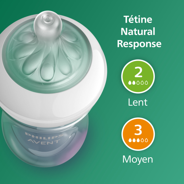 Coffret 5 biberons verre nouveau-ne natural response scd879/11 Avent-philips