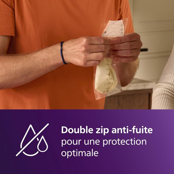 Lot de 50 sachets de conservation lait maternel 180ml Avent-philips