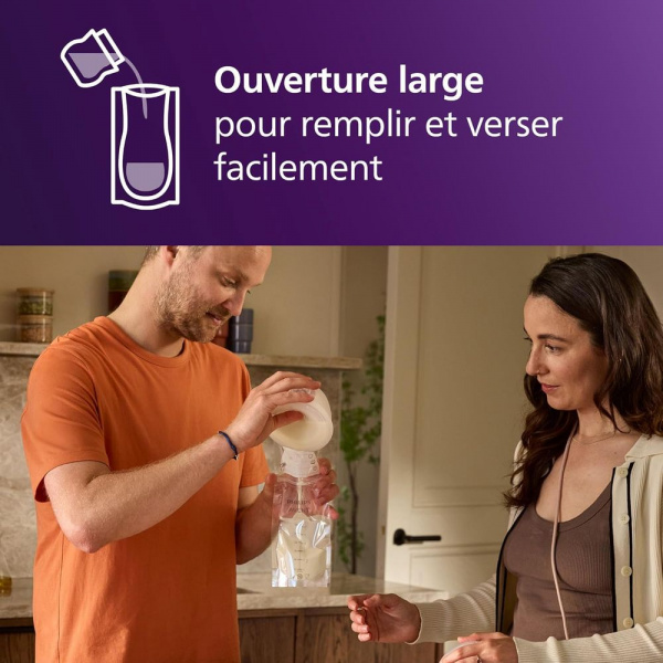 Lot de 50 sachets de conservation lait maternel 180ml Avent-philips