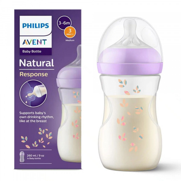 Biberon natural response 260 ml feuilles Avent-philips