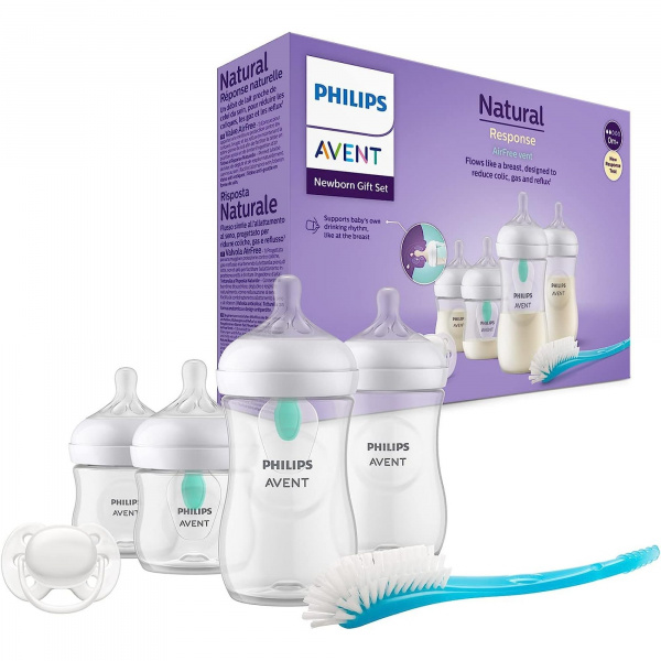 Coffret de 4 biberons natural response + 1 sucette ultra-douce 0-6 mois + 1 goupillon Avent-philips