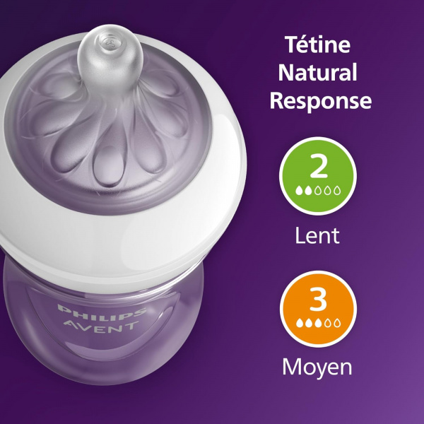 Coffret de 4 biberons natural response + 1 sucette ultra-douce 0-6 mois + 1 goupillon Avent-philips