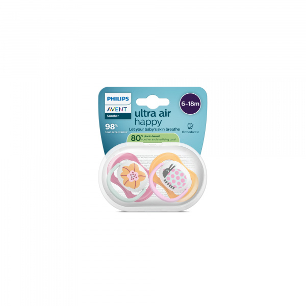 Lot de 2 sucettes ultra air 6-18 mois scf080/28 Avent-philips