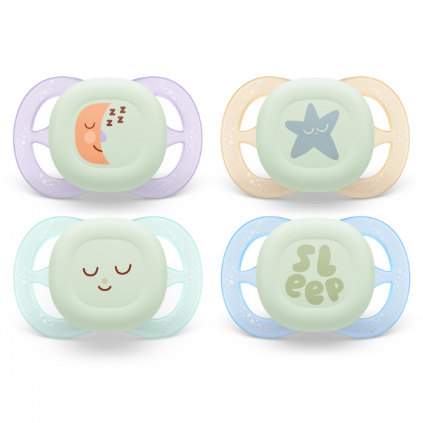 Lot de 2 sucettes ultra start 0/2 mois night Avent-philips