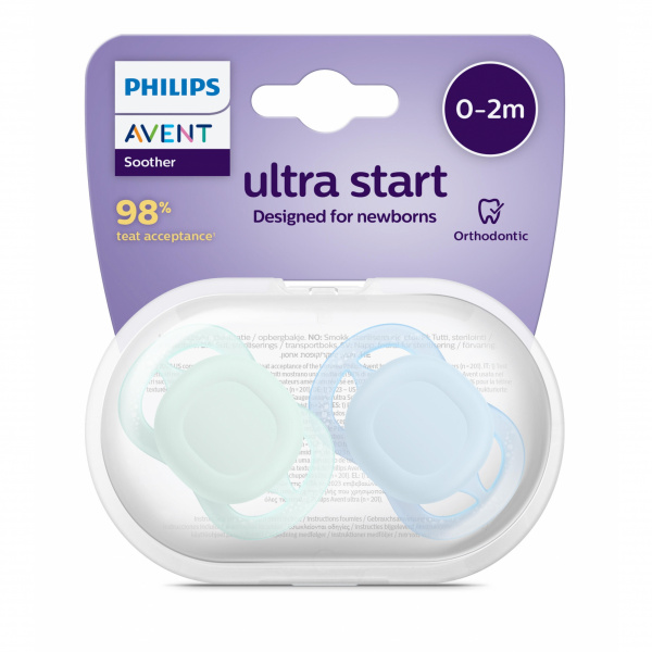 Lot de 2 sucettes ultra start 0/2 mois color Avent-philips