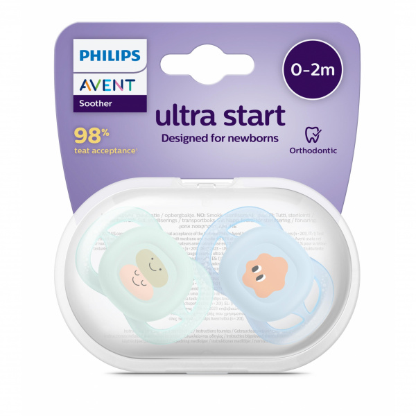 Lot de 2 sucettes ultra start 0/2 mois print Avent-philips