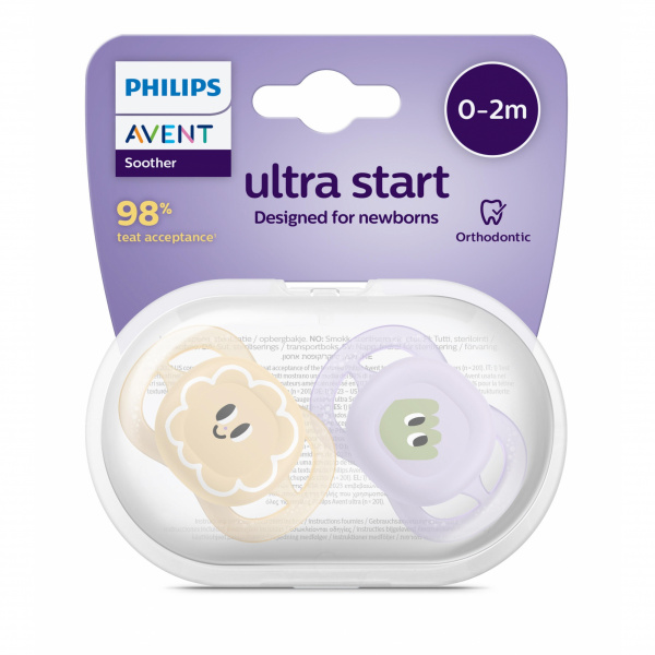 Lot de 2 sucettes ultra start 0/2 mois print Avent-philips