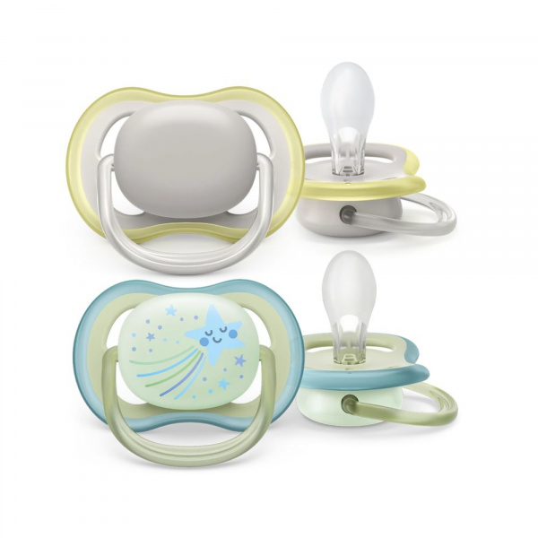 Lot de 2 sucettes ultra air 0/6 mois day and night Avent-philips
