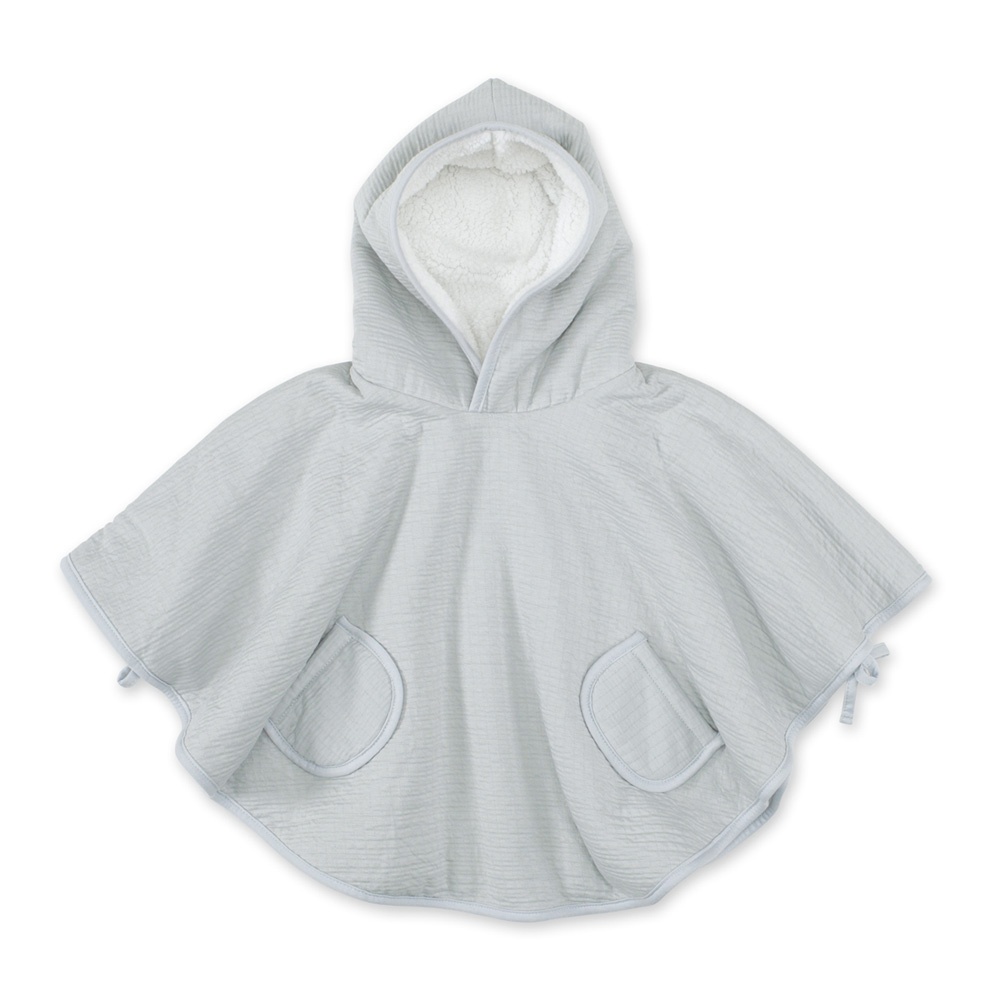 Poncho pour siège auto teddy et gaze de coton cadum gris clair de