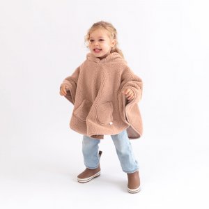 Poncho chaud de voyage teddy bouclette natural Bemini