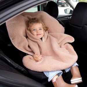 Poncho chaud de voyage teddy bouclette natural Bemini