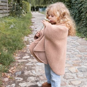 Poncho chaud de voyage teddy bouclette natural Bemini