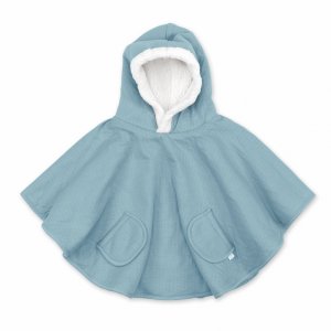 Poncho chaud teddy bleu minéral Bemini