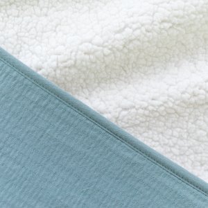 Poncho chaud teddy bleu minéral Bemini