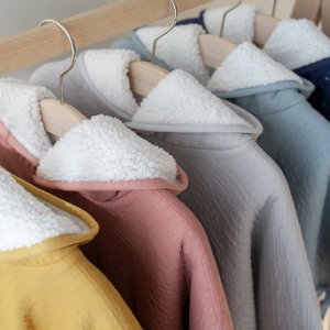 Poncho chaud teddy gris Bemini