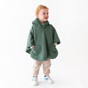 Poncho chaud de voyage pady quilted jersey vert Bemini