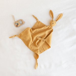 Doudou lapin 40x40 cm ocre Bemini