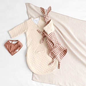 Doudou lapin 40x40 cm moka / blanc Bemini