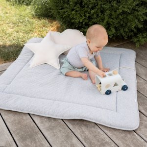 Tapis de parc 100x100cm quilted jersey gris Bemini