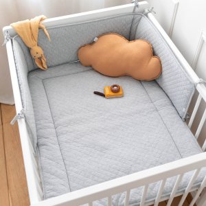 Tapis de parc 100x100cm quilted jersey gris Bemini