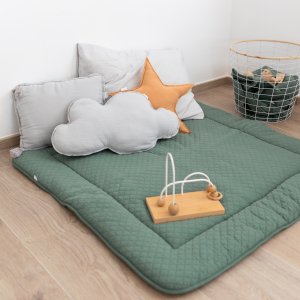 Tapis de parc 100x100cm quilted jersey green Bemini