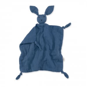 Doudou lange lapin bleu foncé Bemini