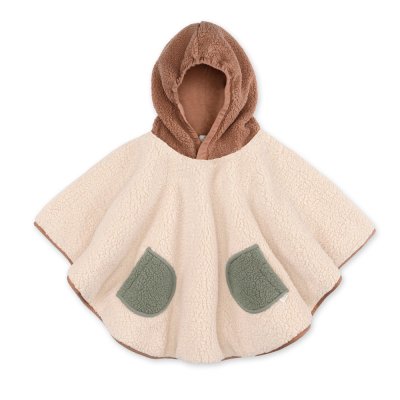 Poncho chaud de voyage teddy bouclette ficelle / muffin