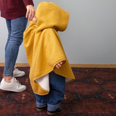Poncho chaud teddy ocre