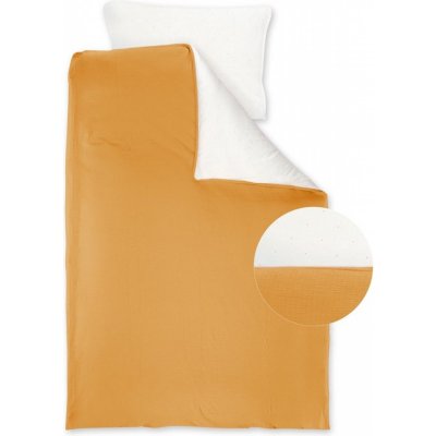 BEMINI Housse de couette de lit 100 x 140 cm + taie d'oreiller 60 x 40 cm tetra jersey golden
